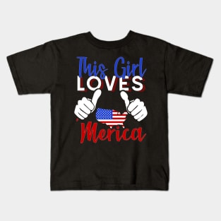 This Girl Loves Merica - America Patriot Gift Kids T-Shirt